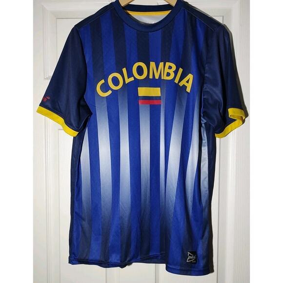 Men's Mitre Columbia National Team Jersey Blue Striped - Medium - Picture 1 of 5
